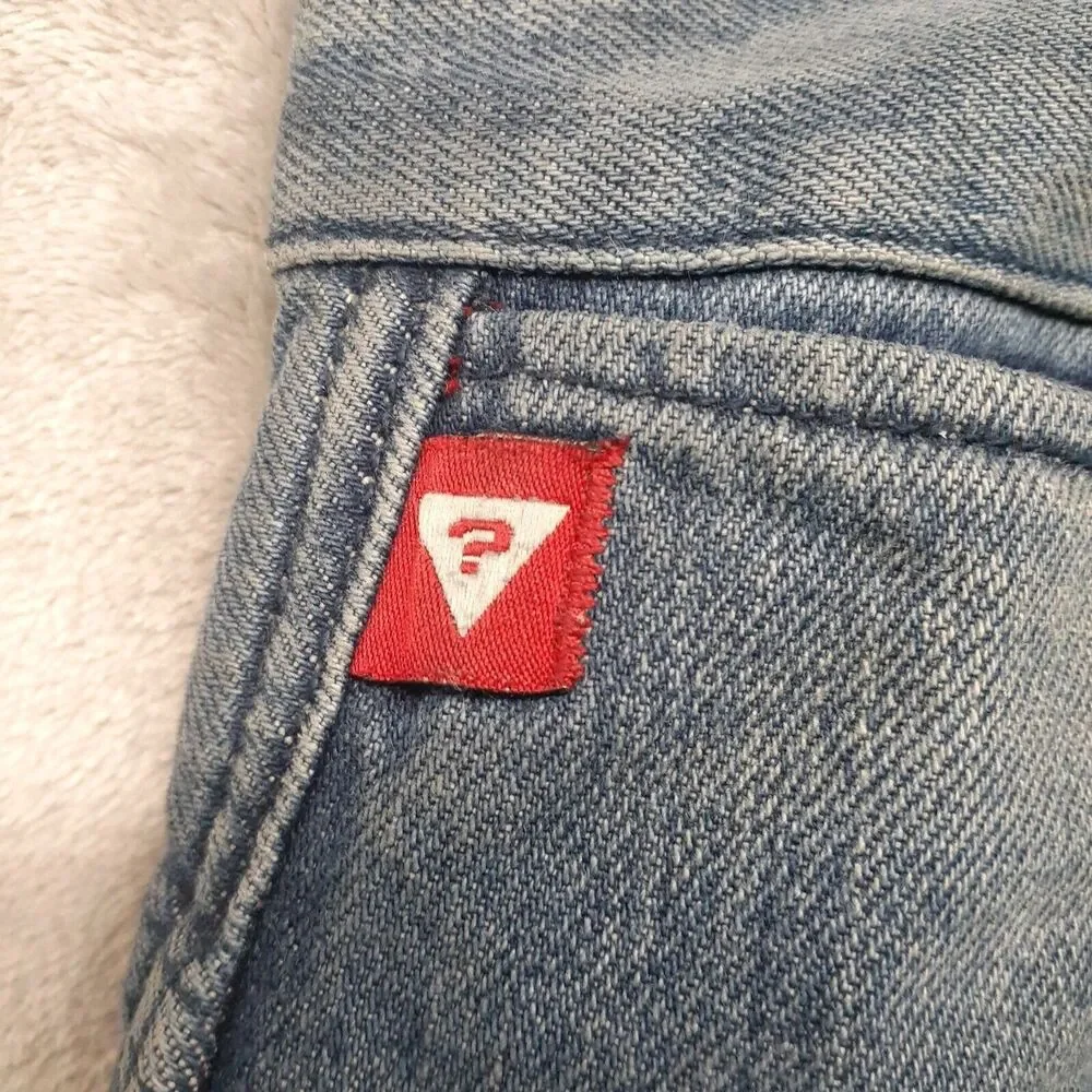 Guess Red Label Mens Denim Button Fly Wide Leg Distressed Size 38x34 Y2K Grunge